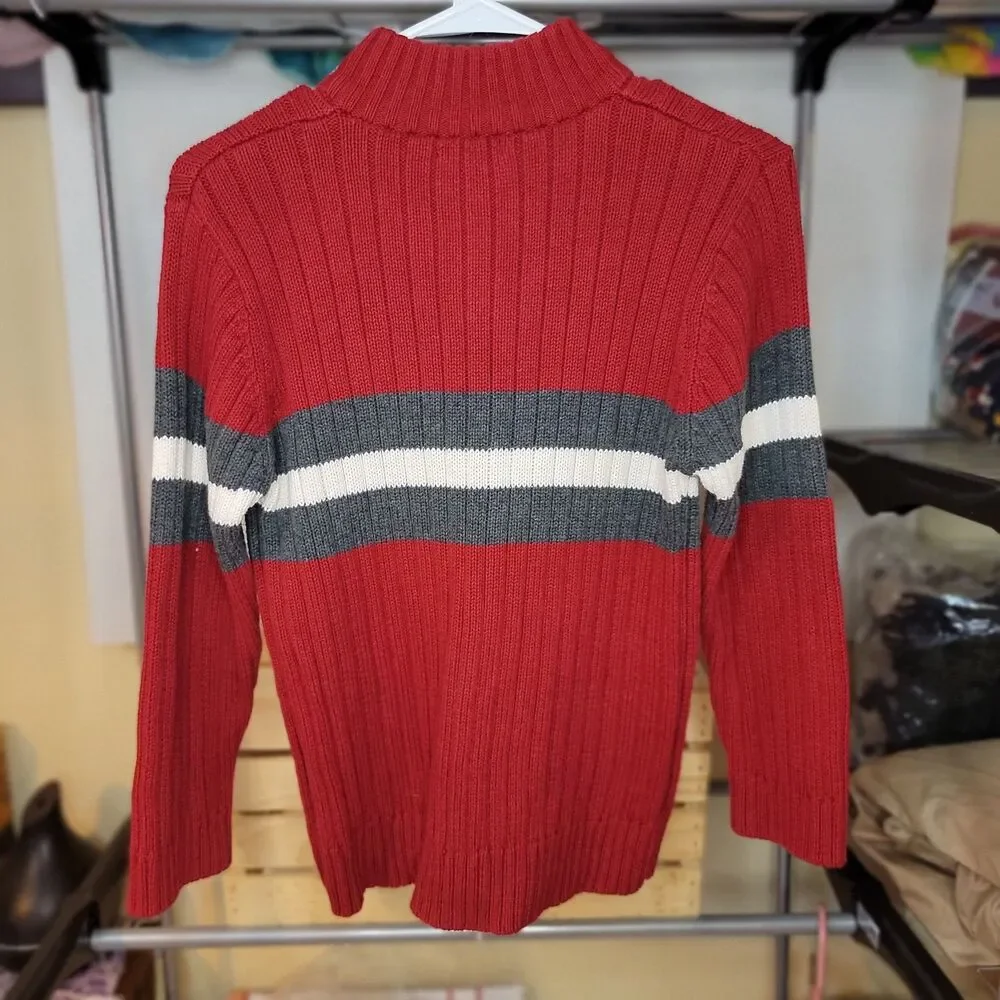 The Children's Place Knit Sweater Quarter Zip LS Maroon - Size M (7/8)